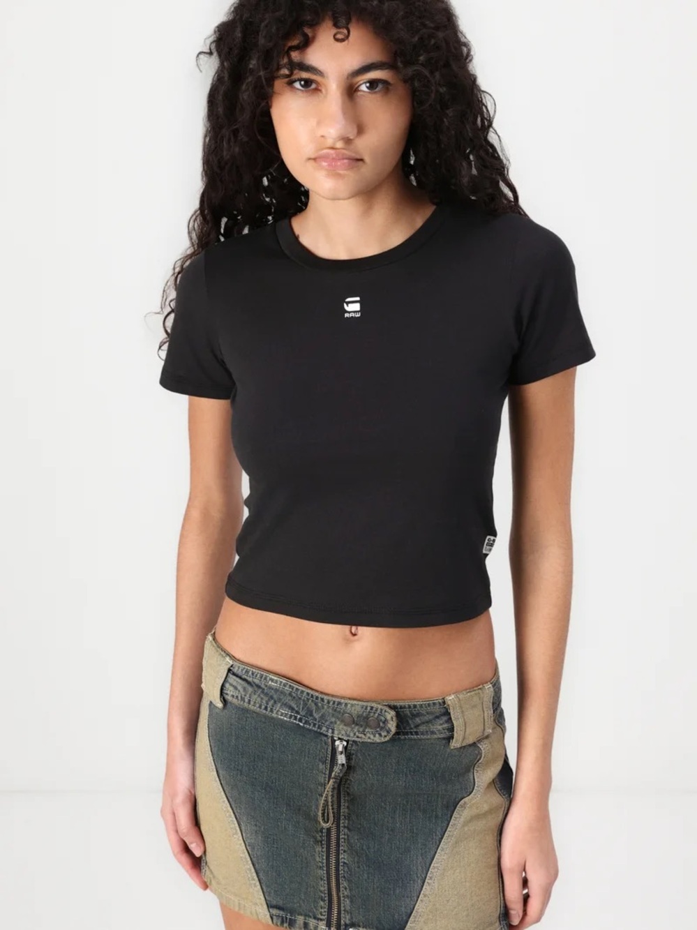 NWT - G-STAR CROPPED MINI SLIM - Baby Tee Basic T-shirt - black - Size S